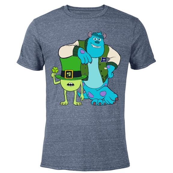Disney and Pixar’s Monsters Mike and Sulley St. Patrick’s Day - Short Sleeve Blended T-Shirt for Adults - Customized-Navy Heather