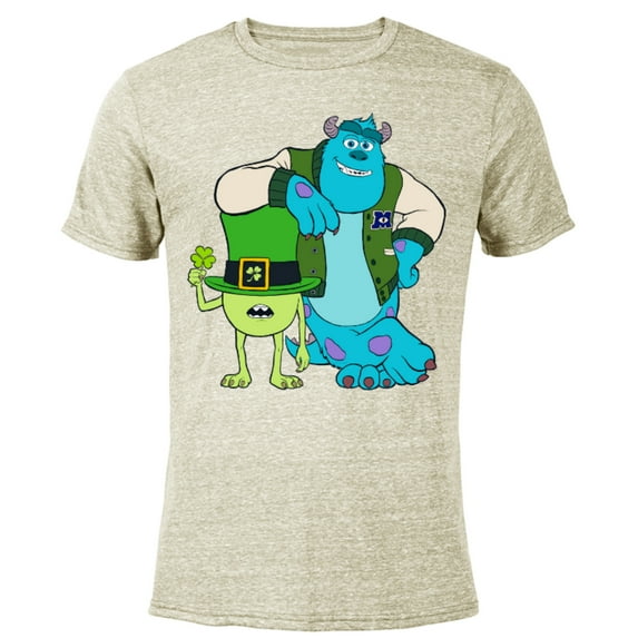 Disney and Pixar’s Monsters Mike and Sulley St. Patrick’s Day - Short Sleeve Blended T-Shirt for Adults - Customized-Yellow
