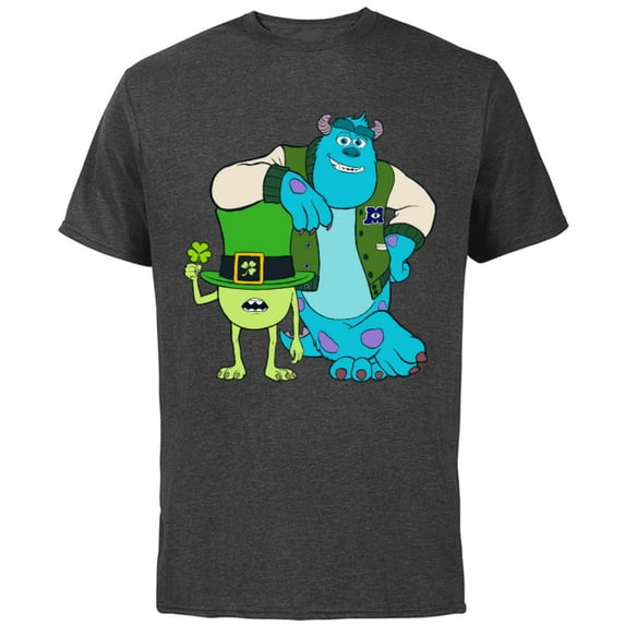 Disney and Pixar’s Monsters Mike and Sulley St. Patrick’s Day - Short Sleeve Cotton T-Shirt for Adults - Customized-Charcoal