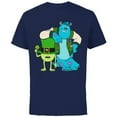 thumbnail image 1 of Disney and Pixar’s Monsters Mike and Sulley St. Patrick’s Day - Short Sleeve Cotton T-Shirt for Adults - Customized-Navy, 1 of 5
