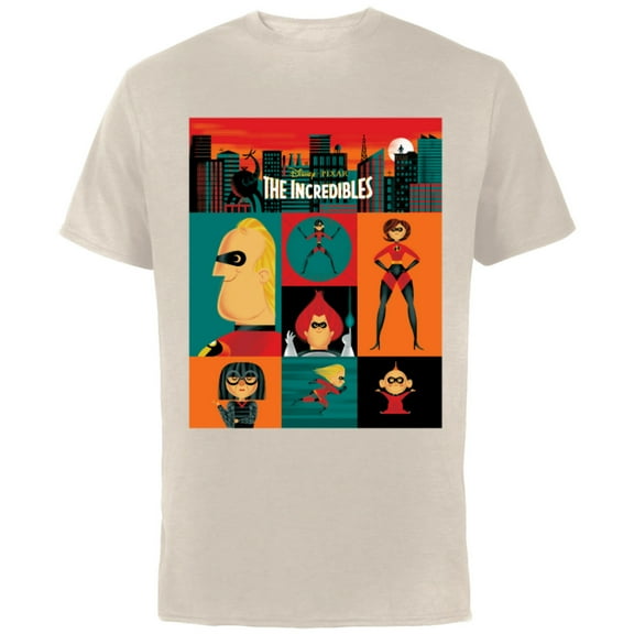 Disney and Pixar's The Incredibles Color Block - Short Sleeve Cotton T-Shirt for Adults - Customized-Natural