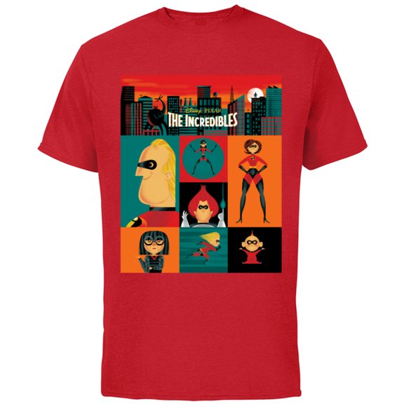 Disney and Pixar's The Incredibles Color Block - Short Sleeve Cotton T-Shirt for Adults - Customized-Red