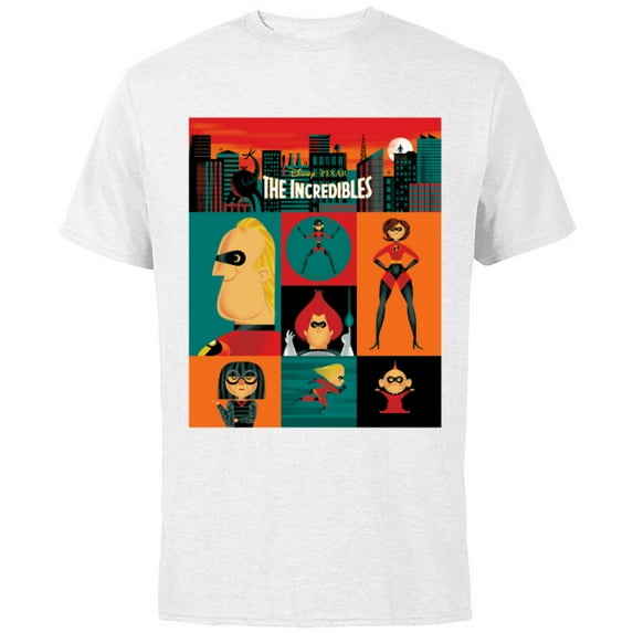 Disney and Pixar's The Incredibles Color Block - Short Sleeve Cotton T-Shirt for Adults - Customized-White