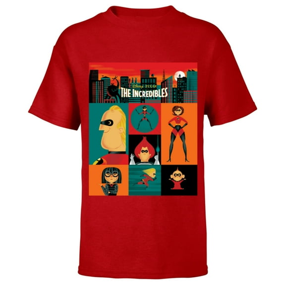 Disney and Pixar's The Incredibles Color Block - Short Sleeve T-Shirt for Kids – Customized-Red
