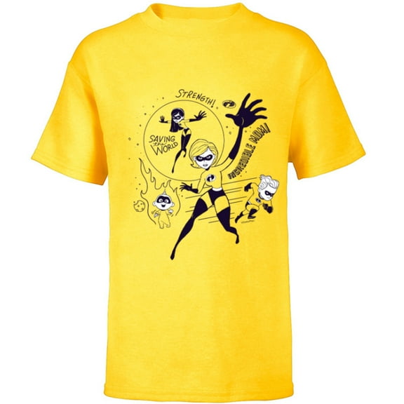 Disney and Pixar's The Incredibles Elastigirl Incredible Mom - Short Sleeve T-Shirt for Kids - Customized-Yellow
