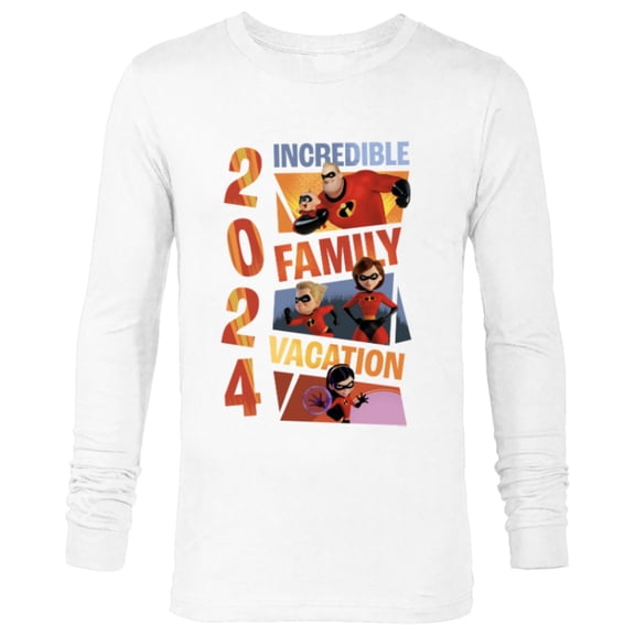 Disney and Pixar’s The Incredibles Family Vacation Trip 2024 - Long Sleeve T-Shirt for Men - Customized-White