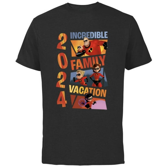 Disney and Pixar’s The Incredibles Family Vacation Trip 2024 - Short Sleeve Cotton T-Shirt for Adults - Customized-Black