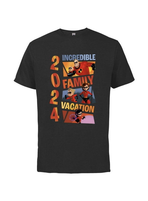 Disney and Pixar’s The Incredibles Family Vacation Trip 2024 - Short Sleeve Cotton T-Shirt for Adults - Customized-Black