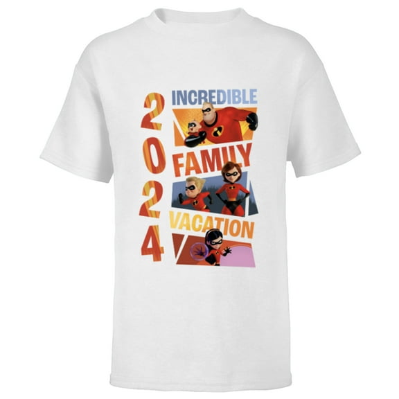 Disney and Pixar’s The Incredibles Family Vacation Trip 2024 - Short Sleeve T-Shirt for Kids - Customized-White
