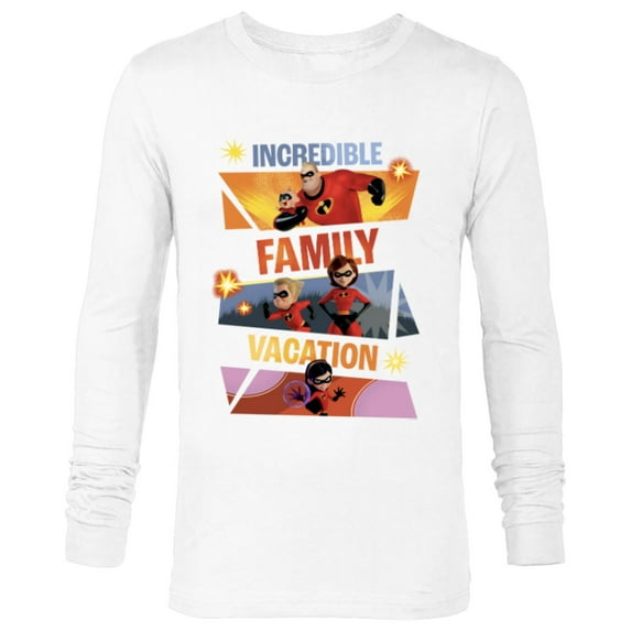 Disney and Pixar’s The Incredibles Family Vacation Trip - Long Sleeve T-Shirt for Men - Customized-White