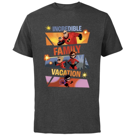 Disney and Pixar’s The Incredibles Family Vacation Trip - Short Sleeve Cotton T-Shirt for Adults - Customized-Charcoal