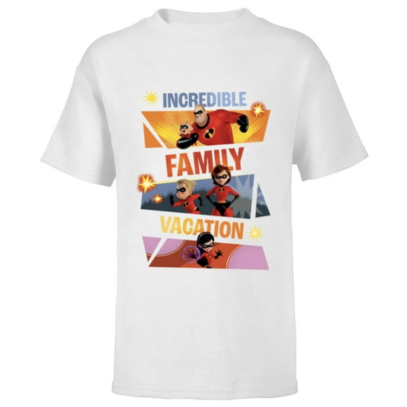 Disney and Pixar’s The Incredibles Family Vacation Trip - Short Sleeve T-Shirt for Kids - Customized-White