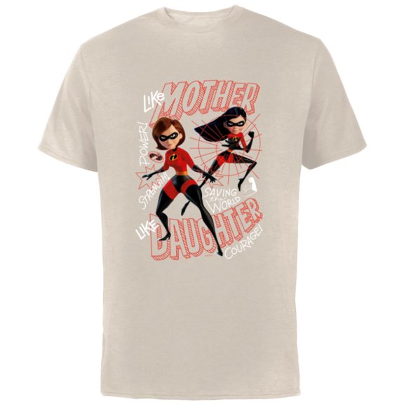 Disney and Pixar’s The Incredibles Like Mother Like Daughter - Short Sleeve Cotton T-Shirt for Adults - Customized-Natural