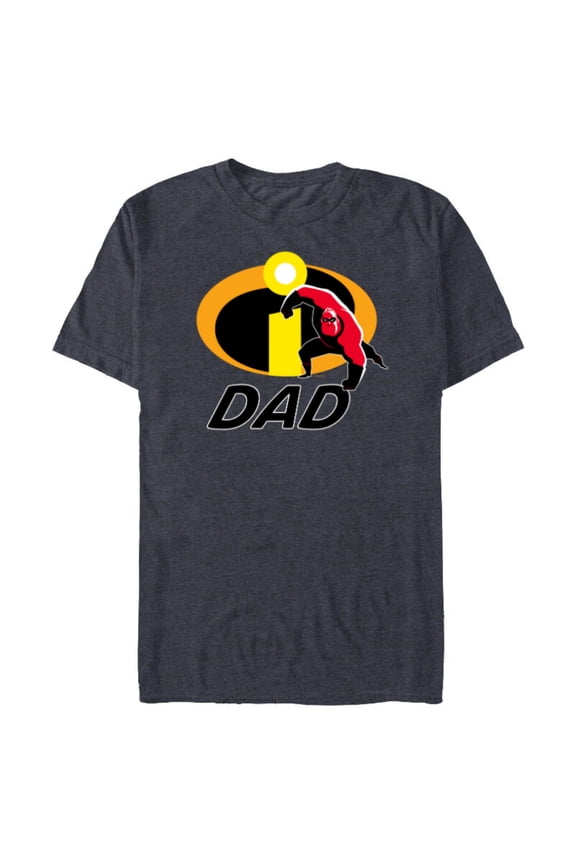 Disney and Pixar’s The Incredibles Mr. Incredible Dad Family - Short Sleeve Blended T-Shirt for Adults - Customized-Navy Heather