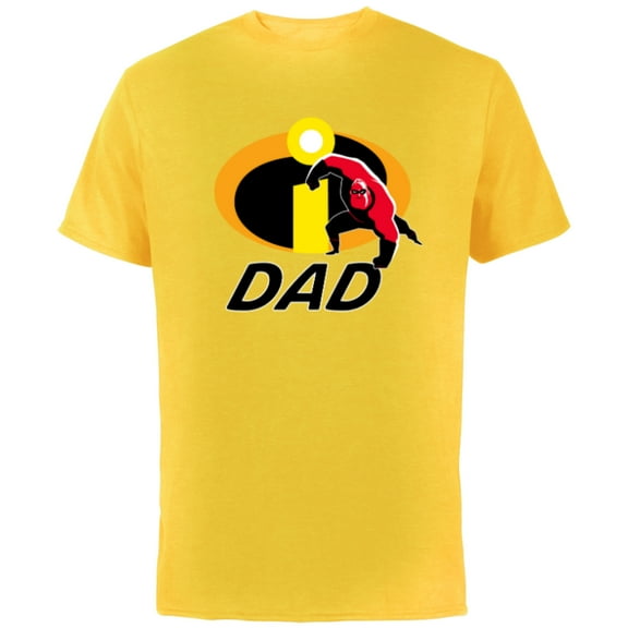 Disney and Pixar’s The Incredibles Mr. Incredible Dad Family - Short Sleeve Cotton T-Shirt for Adults - Customized-Yellow