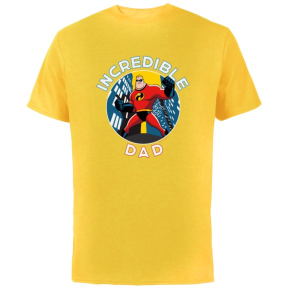 Disney and Pixar’s The Incredibles Mr. Incredible Dad - Short Sleeve Cotton T-Shirt for Adults - Customized-Yellow