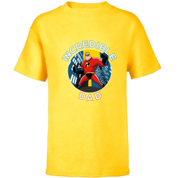 Disney and Pixar’s The Incredibles Mr. Incredible Dad - Short Sleeve T-Shirt for Kids - Customized-Yellow