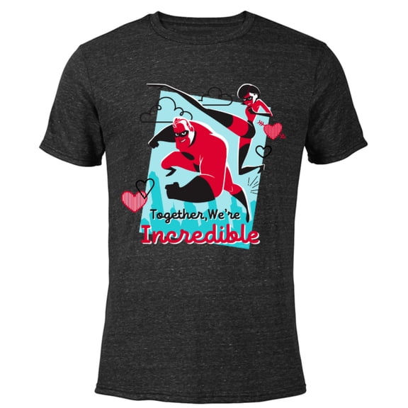 Disney and Pixar’s The Incredibles Valentine’s Day - Short Sleeve Blended T-Shirt for Adults – Customized-Black