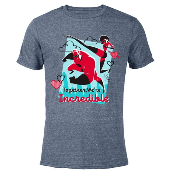 Disney and Pixar’s The Incredibles Valentine’s Day - Short Sleeve Blended T-Shirt for Adults – Customized-Navy Heather