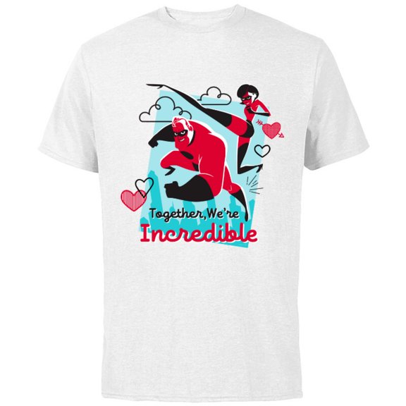 Disney and Pixar’s The Incredibles Valentine’s Day - Short Sleeve Cotton T-Shirt for Adults - Customized-White