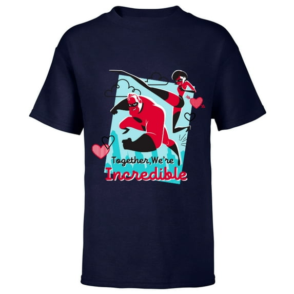 Disney and Pixar’s The Incredibles Valentine’s Day - Short Sleeve T-Shirt for Kids – Customized-Navy