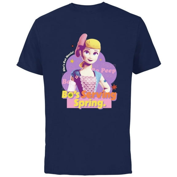 Disney and Pixar’s Toy Story 4 Bo Peep Bo’s Serving Spring - Short Sleeve Cotton T-Shirt for Adults - Customized-Navy