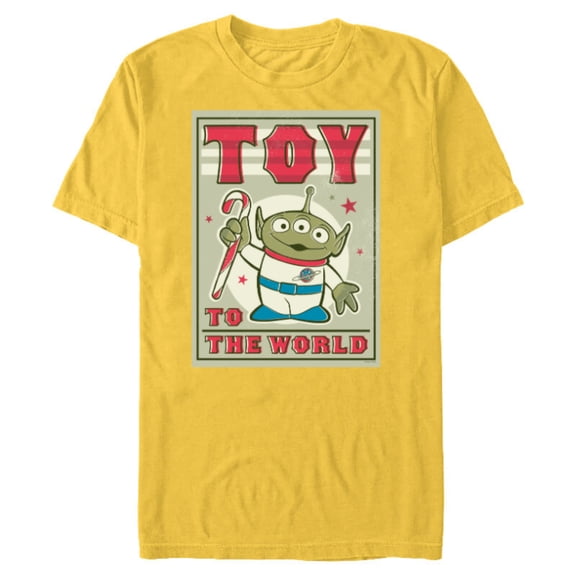 Disney and Pixar’s Toy Story Alien Holiday Toy to the World - Short Sleeve Blended T-Shirt for Adults - Customized-Yellow