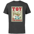 thumbnail image 1 of Disney and Pixar’s Toy Story Alien Holiday Toy to the World - Short Sleeve Cotton T-Shirt for Adults - Customized-Charcoal, 1 of 5