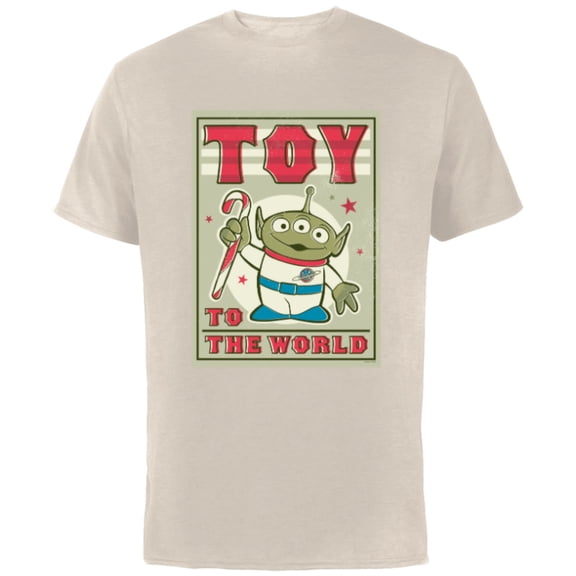 Disney and Pixar’s Toy Story Alien Holiday Toy to the World - Short Sleeve Cotton T-Shirt for Adults - Customized-Natural