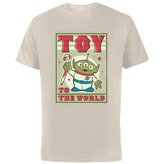 Disney and Pixar’s Toy Story Alien Holiday Toy to the World - Short Sleeve Cotton T-Shirt for Adults - Customized-Natural