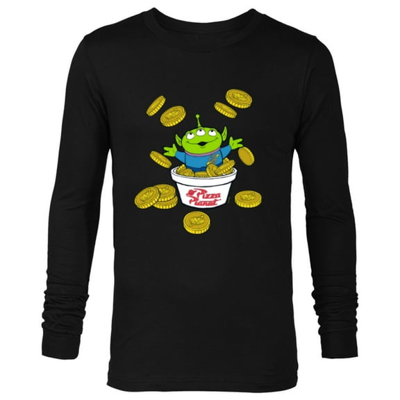 Disney and Pixar’s Toy Story Alien Pizza Planet Tokens - Long Sleeve T-Shirt for Men - Customized-Black
