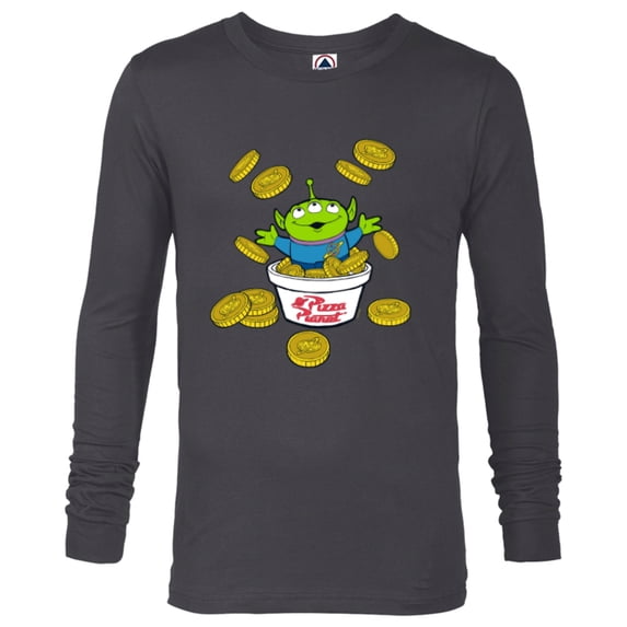 Disney and Pixar’s Toy Story Alien Pizza Planet Tokens - Long Sleeve T-Shirt for Men - Customized-Charcoal Heather