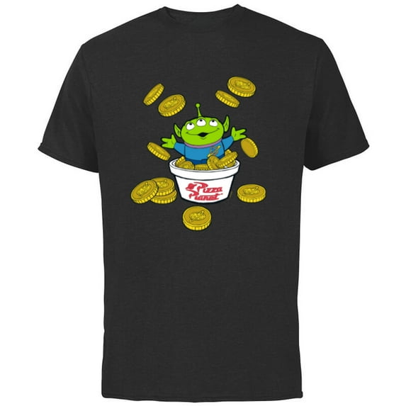 Disney and Pixar’s Toy Story Alien Pizza Planet Tokens - Short Sleeve Cotton T-Shirt for Adults - Customized-Black