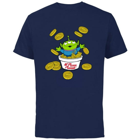 Disney and Pixar’s Toy Story Alien Pizza Planet Tokens - Short Sleeve Cotton T-Shirt for Adults - Customized-Navy