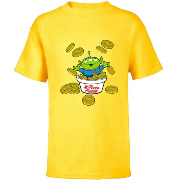 Disney and Pixar’s Toy Story Alien Pizza Planet Tokens - Short Sleeve T-Shirt for Kids - Customized-Yellow