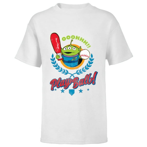 Disney and Pixar’s Toy Story Alien Play Ball Baseball Sports - Short Sleeve T-Shirt for Kids - Customized-White