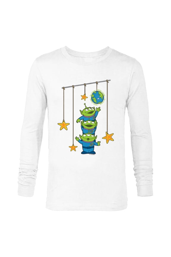 Disney and Pixar’s Toy Story Aliens Earth Day Think Green - Long Sleeve T-Shirt for Men - Customized-White