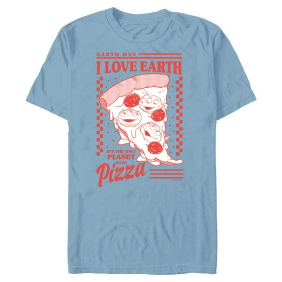Disney and Pixar’s Toy Story Aliens I Love Earth Day Pizza - Short Sleeve Blended T-Shirt for Adults - Customized-Ocean Blue