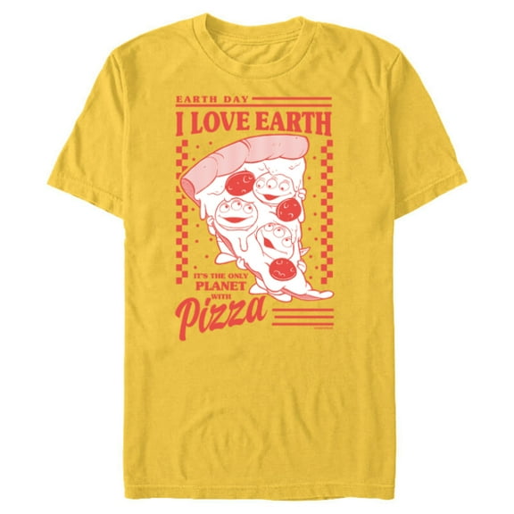 Disney and Pixar’s Toy Story Aliens I Love Earth Day Pizza - Short Sleeve Blended T-Shirt for Adults - Customized-Yellow