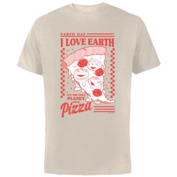 Disney and Pixar’s Toy Story Aliens I Love Earth Day Pizza - Short Sleeve Cotton T-Shirt for Adults - Customized-Natural
