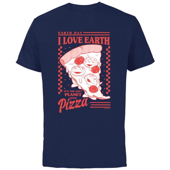 Disney and Pixar’s Toy Story Aliens I Love Earth Day Pizza - Short Sleeve Cotton T-Shirt for Adults - Customized-Navy