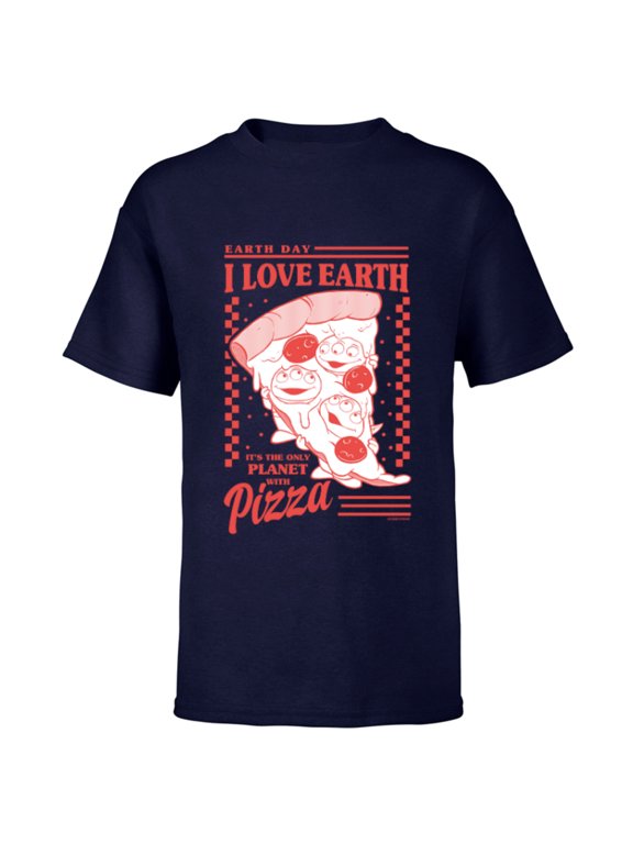Disney and Pixar’s Toy Story Aliens I Love Earth Day Pizza - Short Sleeve T-Shirt for Kids - Customized-Navy