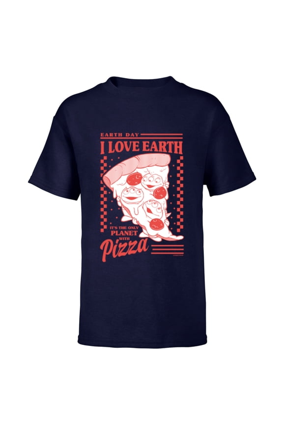Disney and Pixar’s Toy Story Aliens I Love Earth Day Pizza - Short Sleeve T-Shirt for Kids - Customized-Navy