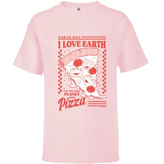 Disney and Pixar’s Toy Story Aliens I Love Earth Day Pizza - Short Sleeve T-Shirt for Kids - Customized-Soft Pink