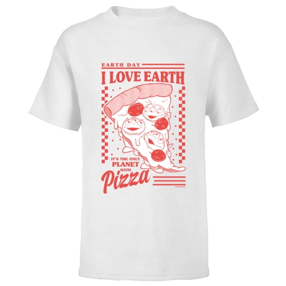 Disney and Pixar’s Toy Story Aliens I Love Earth Day Pizza - Short Sleeve T-Shirt for Kids - Customized-White