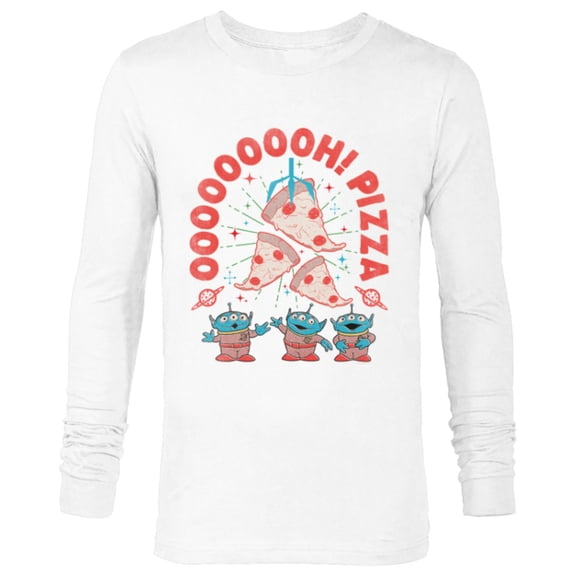 Disney and Pixar’s Toy Story Aliens Oooooh! Pizza Distressed - Long Sleeve T-Shirt for Men - Customized-White