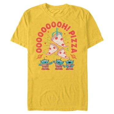 Disney and Pixar’s Toy Story Aliens Oooooh! Pizza Distressed - Short Sleeve Blended T-Shirt for Adults - Customized-Yellow