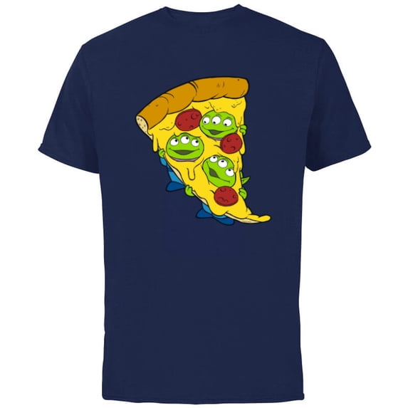 Disney and Pixar’s Toy Story Aliens Pepperoni Pizza - Short Sleeve Cotton T-Shirt for Adults - Customized-Navy
