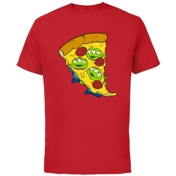 Disney and Pixar’s Toy Story Aliens Pepperoni Pizza - Short Sleeve Cotton T-Shirt for Adults - Customized-Red