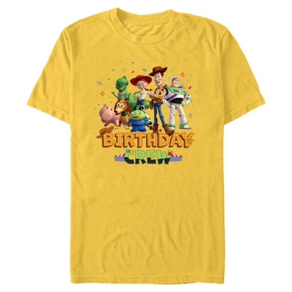 Disney and Pixar’s Toy Story Birthday Crew Party Matching - Short Sleeve Blended T-Shirt for Adults - Customized-Yellow